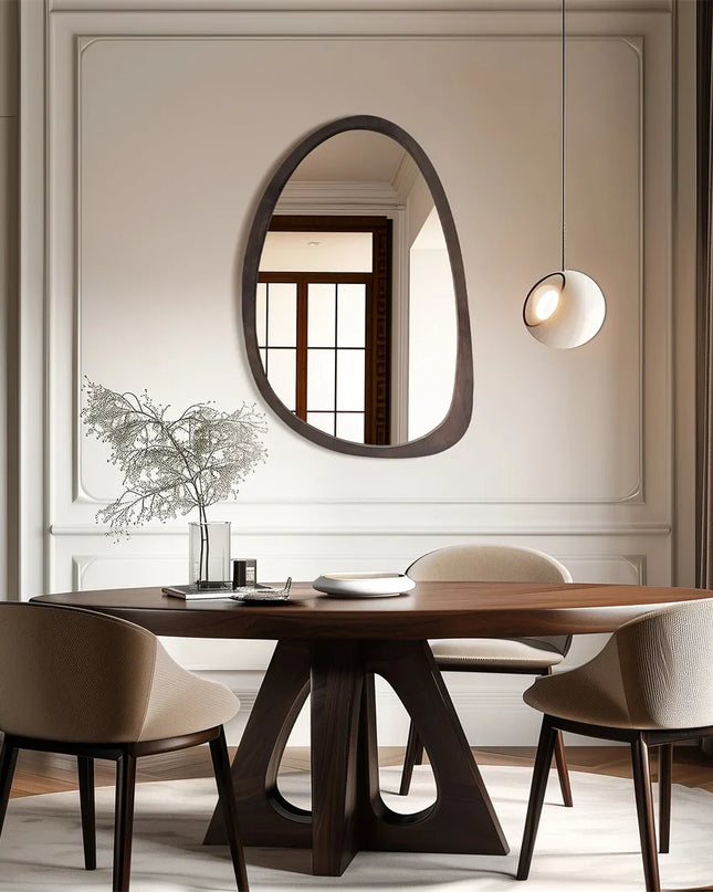 asymmetrical-wall-mirror-black-frame-dining-room